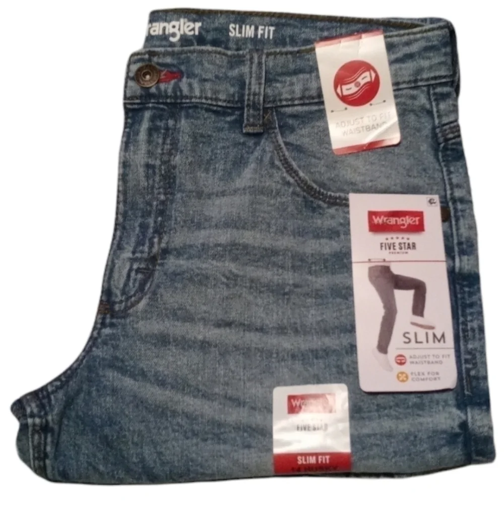 NWT wrangler 14 huskey slim fit blue jeans